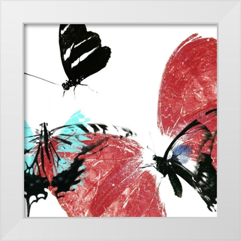 Butterflies Dance VIII White Modern Wood Framed Art Print by Project, A.