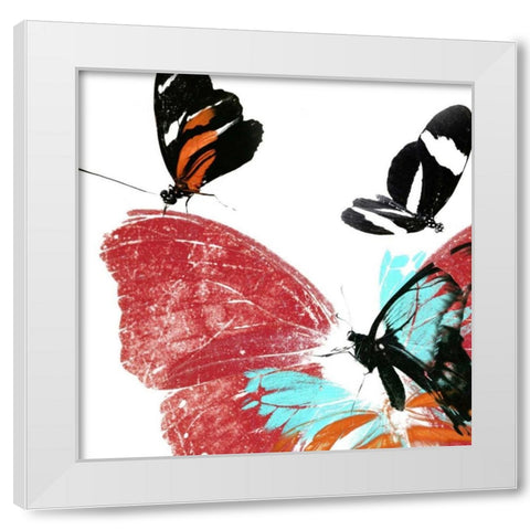 Butterflies Dance IX White Modern Wood Framed Art Print by Project, A.