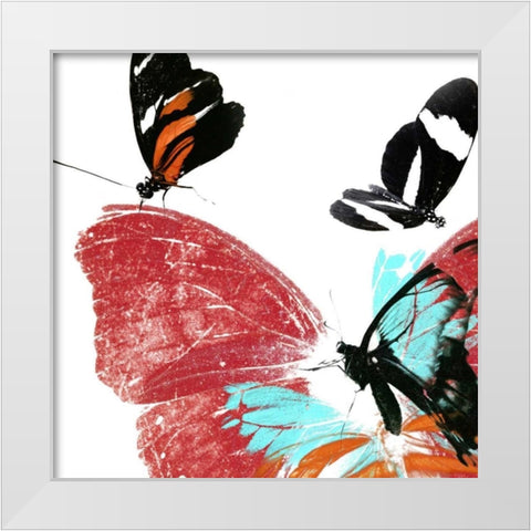 Butterflies Dance IX White Modern Wood Framed Art Print by Project, A.