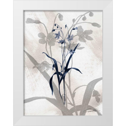Indigo Bloom III White Modern Wood Framed Art Print by Butler, John