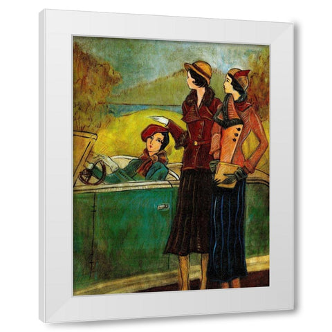 Girls and Cars I White Modern Wood Framed Art Print by Harrington, Danielle
