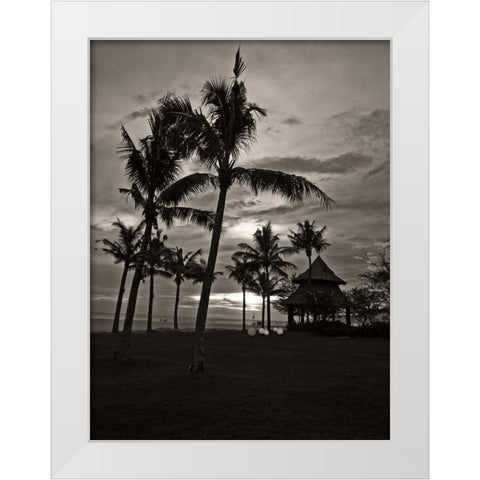 Palms at Night I White Modern Wood Framed Art Print by Ling, Tang