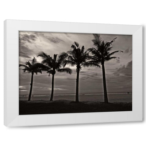 Palms at Night VI White Modern Wood Framed Art Print by Ling, Tang