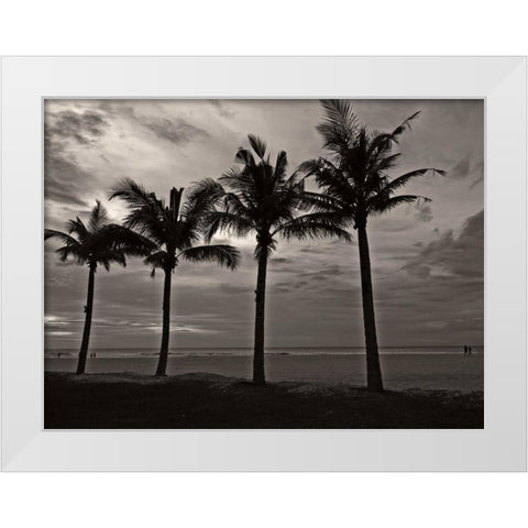 Palms at Night VI White Modern Wood Framed Art Print by Ling, Tang