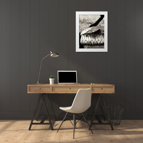 Stone Carving IV White Modern Wood Framed Art Print by Ling, Tang