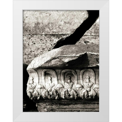 Stone Carving IV White Modern Wood Framed Art Print by Ling, Tang