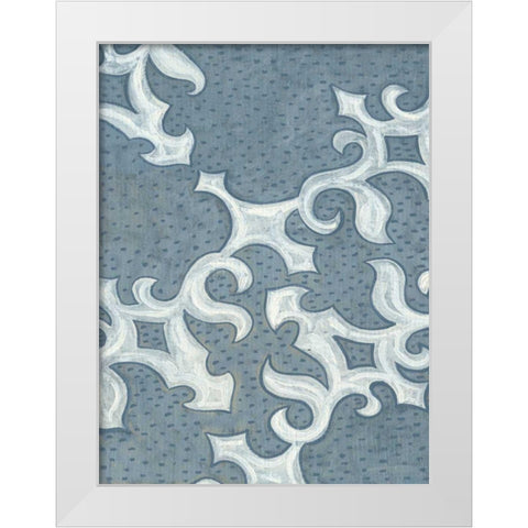 Blue Ornament I White Modern Wood Framed Art Print by Deans, Karen