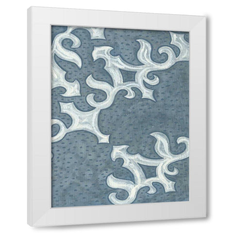 Blue Ornament II White Modern Wood Framed Art Print by Deans, Karen