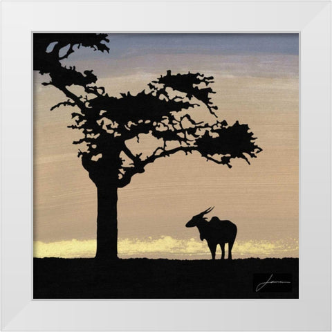 Savanna II White Modern Wood Framed Art Print by Burghardt, James