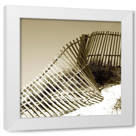 Fences in the Sand III White Modern Wood Framed Art Print by Bay, Noah