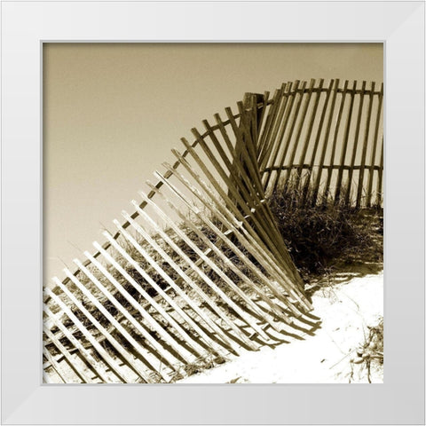 Fences in the Sand III White Modern Wood Framed Art Print by Bay, Noah