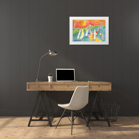 Sunsets Embrace White Modern Wood Framed Art Print by Smith, Kaeli