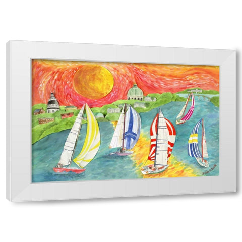 Sunsets Embrace White Modern Wood Framed Art Print by Smith, Kaeli