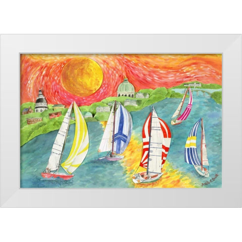 Sunsets Embrace White Modern Wood Framed Art Print by Smith, Kaeli