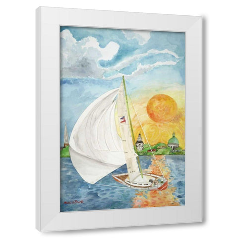 Day Sail White Modern Wood Framed Art Print by Smith, Kaeli