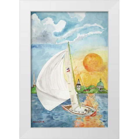 Day Sail White Modern Wood Framed Art Print by Smith, Kaeli