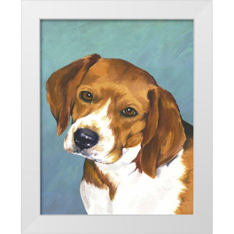 Dog Portrait-Beagle White Modern Wood Framed Art Print by Sands, Jill