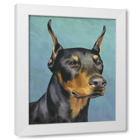 Dog Portrait-Dobie White Modern Wood Framed Art Print by Sands, Jill