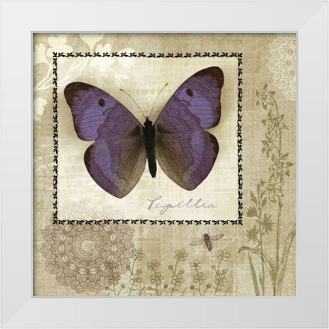 Butterfly Notes I White Modern Wood Framed Art Print by Beth Anne Creative