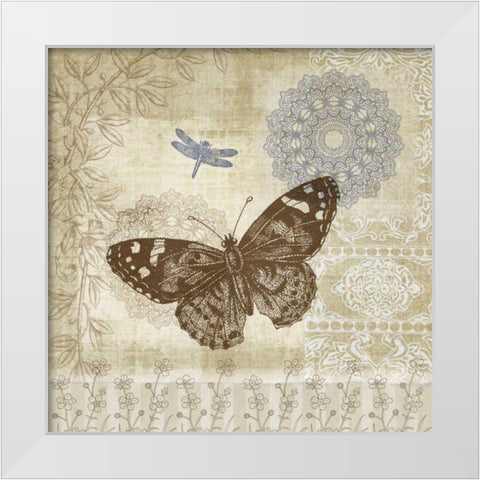 Butterfly Notes II White Modern Wood Framed Art Print by Beth Anne Creative