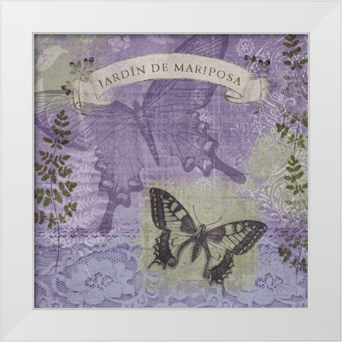 Butterfly Notes III White Modern Wood Framed Art Print by Beth Anne Creative