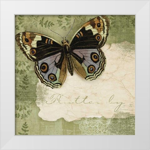 Butterfly Notes IV White Modern Wood Framed Art Print by Beth Anne Creative