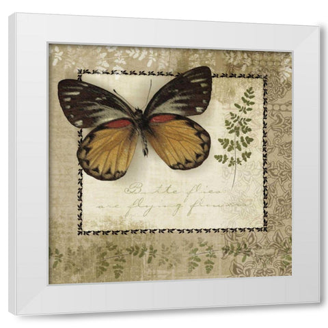 Butterfly Notes V White Modern Wood Framed Art Print by Beth Anne Creative