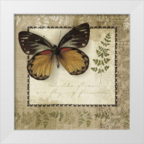 Butterfly Notes V White Modern Wood Framed Art Print by Beth Anne Creative