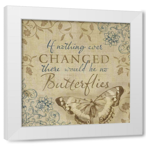Butterfly Notes VI White Modern Wood Framed Art Print by Beth Anne Creative