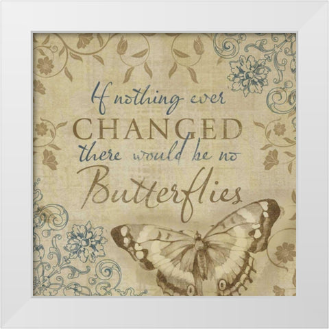 Butterfly Notes VI White Modern Wood Framed Art Print by Beth Anne Creative