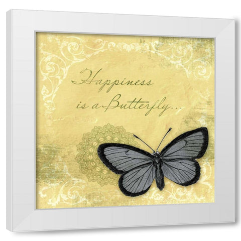 Butterfly Notes XI White Modern Wood Framed Art Print by Beth Anne Creative