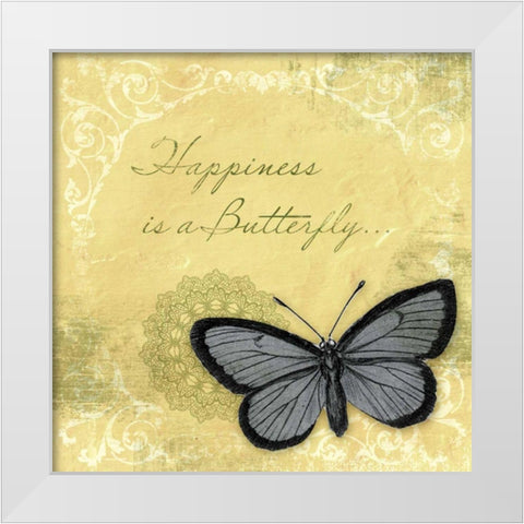 Butterfly Notes XI White Modern Wood Framed Art Print by Beth Anne Creative