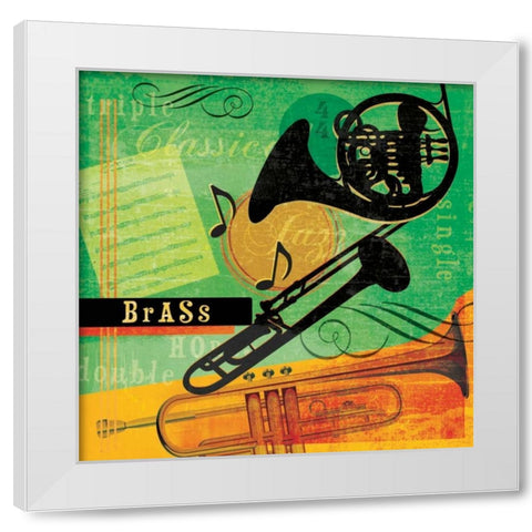 Music Notes II White Modern Wood Framed Art Print by Beth Anne Creative