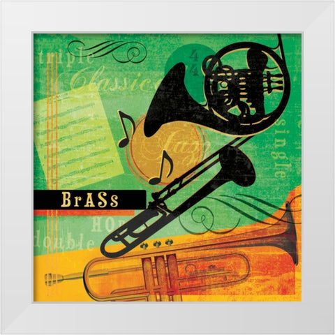 Music Notes II White Modern Wood Framed Art Print by Beth Anne Creative