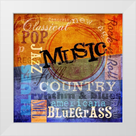 Music Notes XI White Modern Wood Framed Art Print by Beth Anne Creative