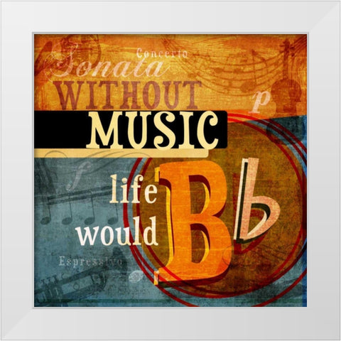 Music Notes XII White Modern Wood Framed Art Print by Beth Anne Creative