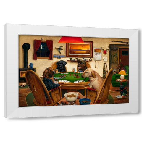 Duck Hunters White Modern Wood Framed Art Print by Stans, Leo