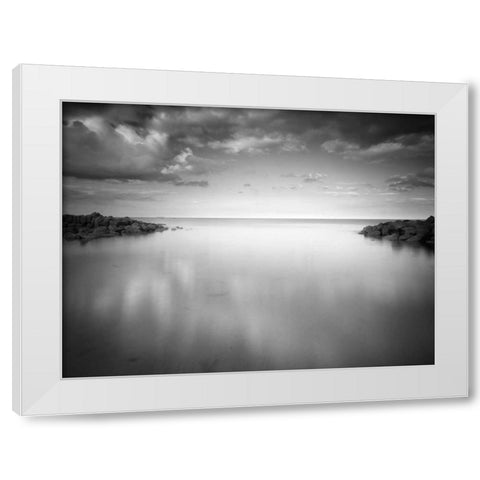 Gentle Waters White Modern Wood Framed Art Print by Henson, Martin