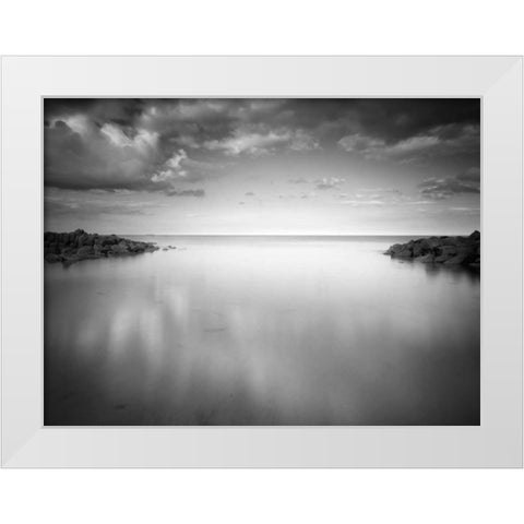 Gentle Waters White Modern Wood Framed Art Print by Henson, Martin
