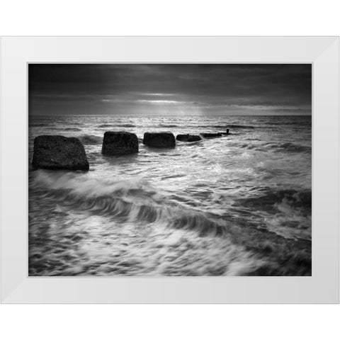 Light on the Ocean White Modern Wood Framed Art Print by Henson, Martin