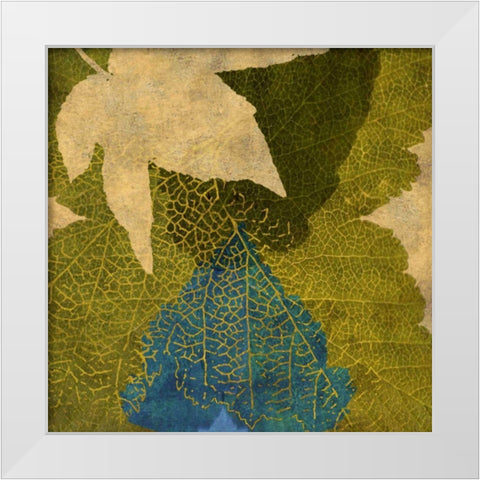Teal Leaf I White Modern Wood Framed Art Print by Montillio, Louise