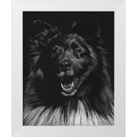 Canine Scratchboard IX White Modern Wood Framed Art Print by Chapman, Julie T.