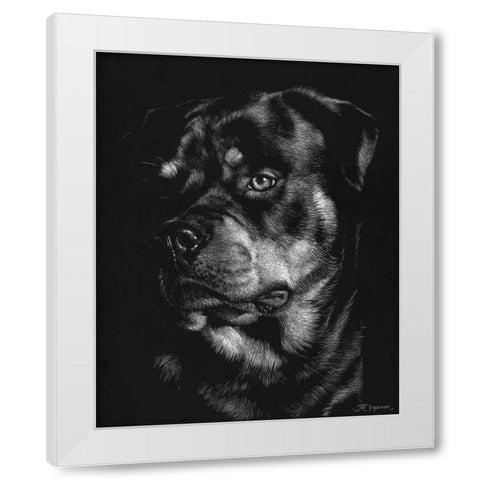 Canine Scratchboard XII White Modern Wood Framed Art Print by Chapman, Julie T.