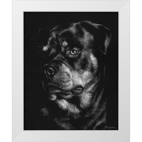 Canine Scratchboard XII White Modern Wood Framed Art Print by Chapman, Julie T.