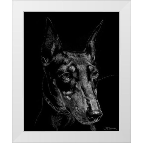 Canine Scratchboard XIII White Modern Wood Framed Art Print by Chapman, Julie T.