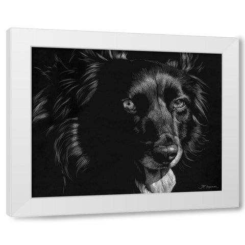 Canine Scratchboard XXI White Modern Wood Framed Art Print by Chapman, Julie T.