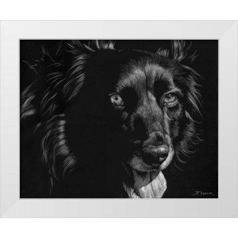 Canine Scratchboard XXI White Modern Wood Framed Art Print by Chapman, Julie T.