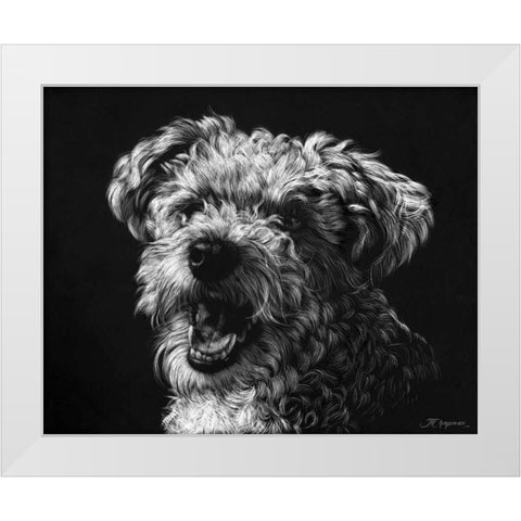 Canine Scratchboard XXV White Modern Wood Framed Art Print by Chapman, Julie T.