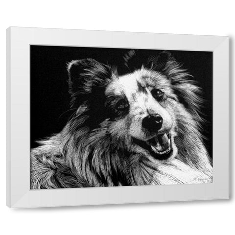 Canine Scratchboard XXVI White Modern Wood Framed Art Print by Chapman, Julie T.