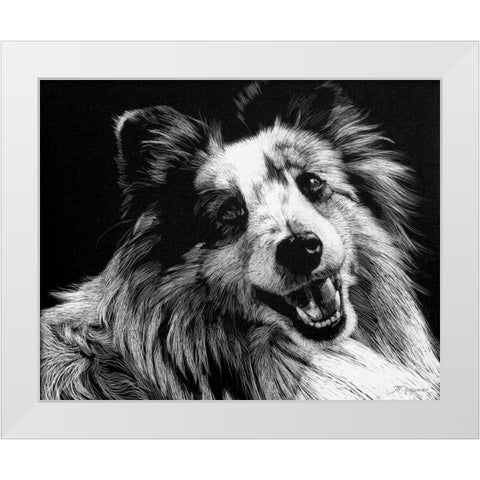 Canine Scratchboard XXVI White Modern Wood Framed Art Print by Chapman, Julie T.